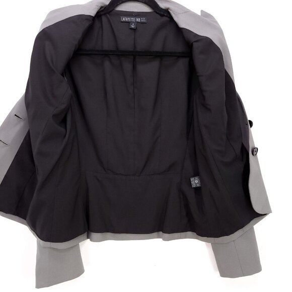 Lafayette 148 Virgin Wool Blazer Jacket Womens 4 Gray Pockets Office Career - Picture 3 of 14